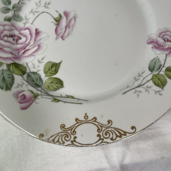 ZS &Co Zeh Scherzer Bavaria Pink Peony Gold Scroll Dinner Plate - Picture 2 of 3